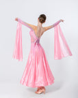 Long - sleeves Crystalline Pearl Ballroom Dress Standard/Smooth