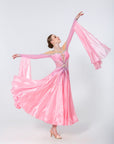 Long - sleeves Crystalline Pearl Ballroom Dress Standard/Smooth