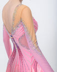 Long - sleeves Crystalline Pearl Ballroom Dress Standard/Smooth