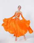 Long - sleeves Crystalline Pearl Ballroom Dress Standard/Smooth
