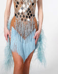 Ostrich and Paillette Crystalline Latin Dress Latin/Rhythm