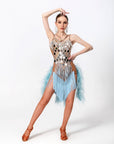 Ostrich and Paillette Crystalline Latin Dress Latin/Rhythm