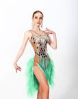 Ostrich and Paillette Crystalline Latin Dress Latin/Rhythm