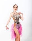 Ostrich and Paillette Crystalline Latin Dress Latin/Rhythm
