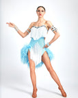Ostrich Feather Crystalline Fringe Latin Dress Latin/Rhythm