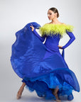 Ostrich Feather Top crystallized Ballroom Dress Standard/Smooth