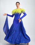 Ostrich Feather Top crystallized Ballroom Dress Standard/Smooth