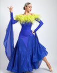 Ostrich Feather Top crystallized Ballroom Dress Standard/Smooth