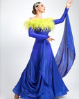 Ostrich Feather Top crystallized Ballroom Dress Standard/Smooth