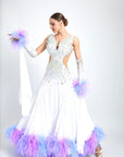 Ostrich Feathers crystallized Ballroom Dress Standard/Smooth