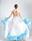 Ostrich Feathers crystallized Ballroom Dress Standard/Smooth