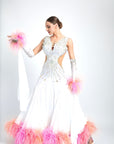 Ostrich Feathers crystallized Ballroom Dress Standard/Smooth