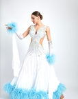 Ostrich Feathers crystallized Ballroom Dress Standard/Smooth