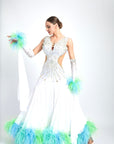Ostrich Feathers crystallized Ballroom Dress Standard/Smooth