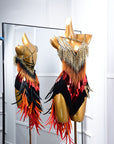 Paillette and Feather Crystalline Latin Dress Latin/Rhythm