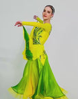 Color Contrast Crystalline Ballroom Dress Standard/Smooth