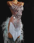Ostrich and Paillette Crystalline Latin Dress Latin/Rhythm
