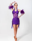 Stretch Net Ostrich Feather Latin Dress Latin/Rhythm