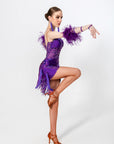 Stretch Net Ostrich Feather Latin Dress Latin/Rhythm