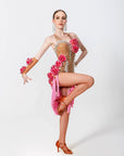 3D Roses Fringe Crystalline Latin Dress Latin/Rhythm 