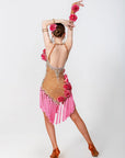 3D Roses Fringe Crystalline Latin Dress Latin/Rhythm 