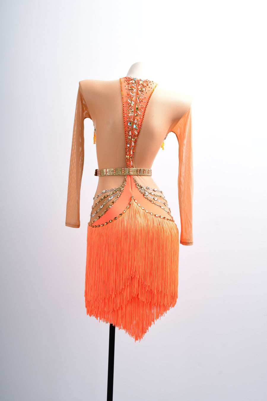 Long-sleeves Crystalline Fringe Latin Dress Latin/Rhythm # L5065