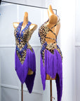 Crystalline Leopard Print Fringe Latin Performance Dress Latin/Rhythm 