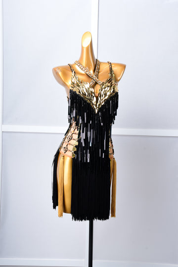 Paillette and Fringe Crystallized Latin Dress Latin/Rhythm #L6002