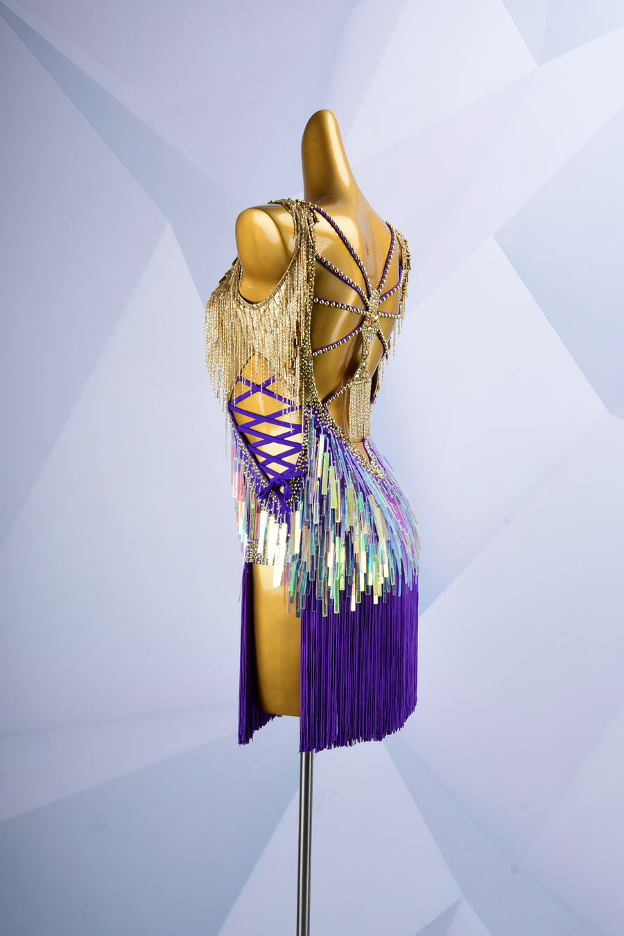 Colorful Beaded Paillette and Fringe Latin Dress  Latin/Rhythm  # L6003