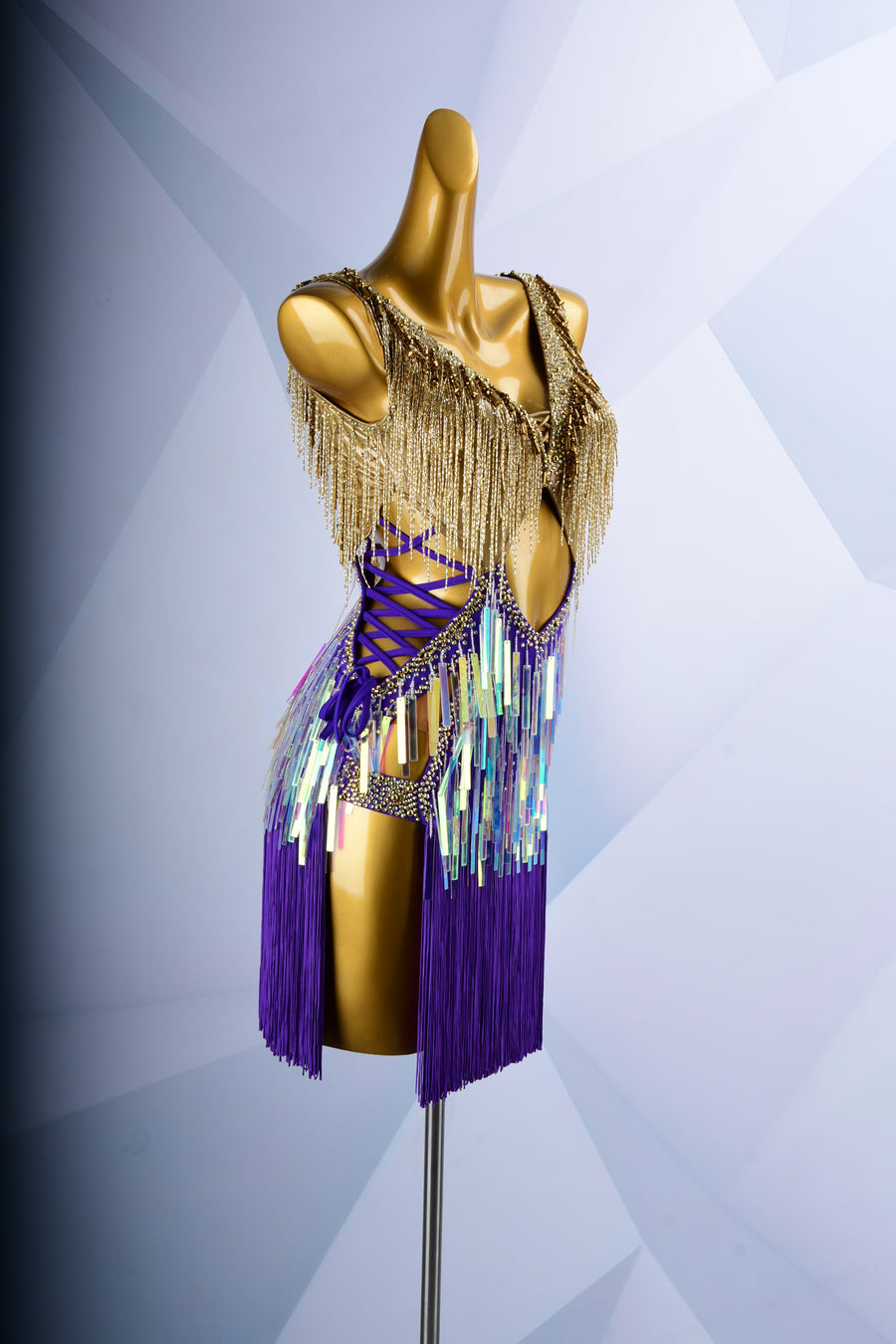 Colorful Beaded Paillette and Fringe Latin Dress  Latin/Rhythm  # L6003