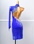 One-sleeve  Beaded Crystalline Latin Dress Latin/Rhythm 