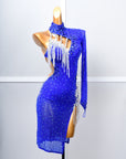 One-sleeve  Beaded Crystalline Latin Dress Latin/Rhythm 