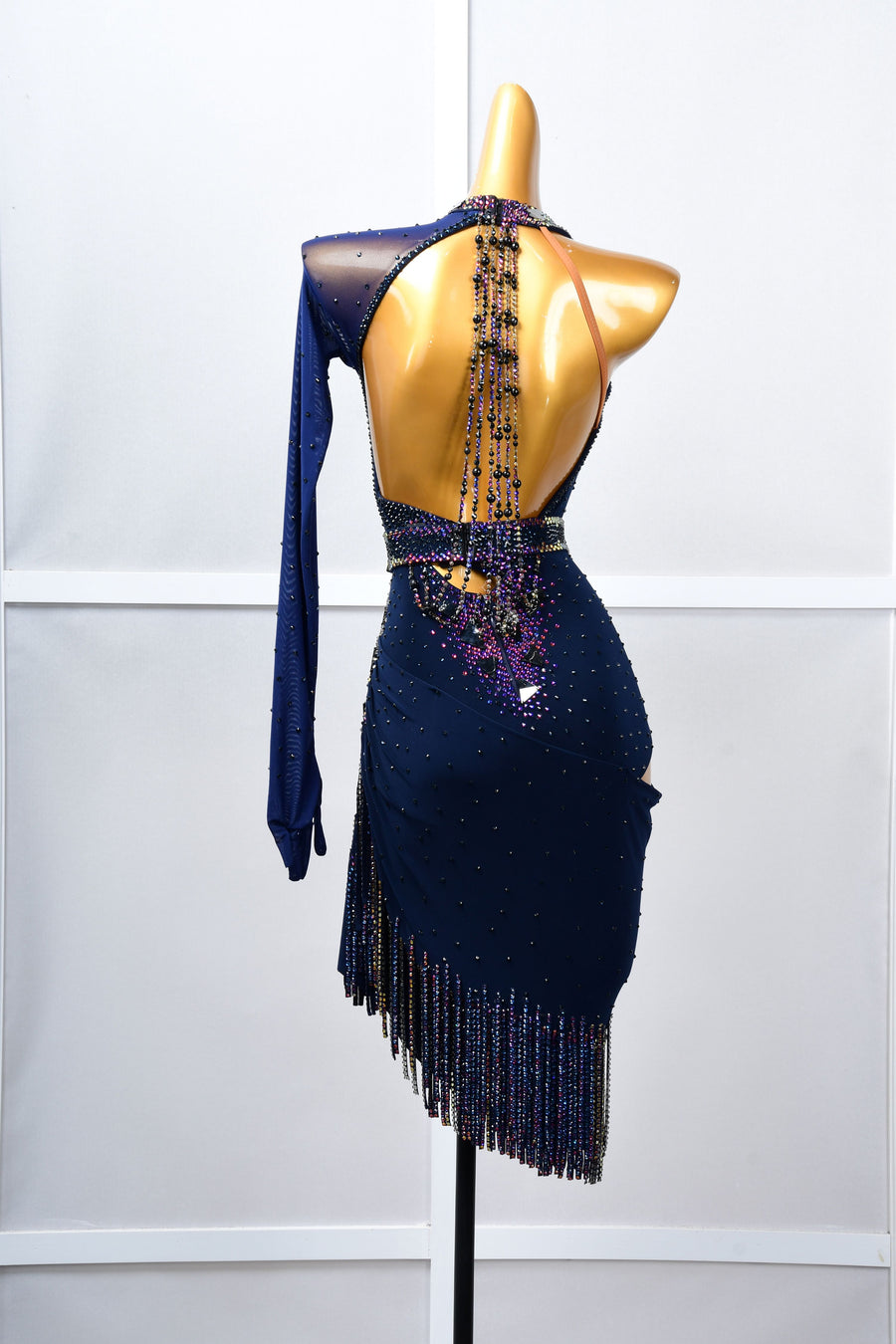 Crystalline One-shoulder beaded Latin Dress Latin/Rhythm # L5063