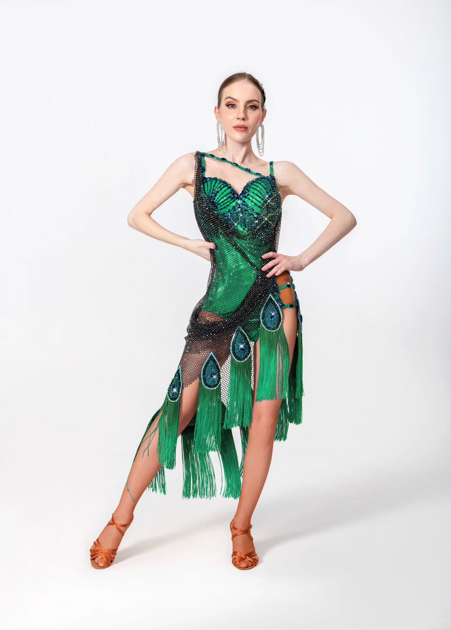 Crystal Peacock Latin  Dress Latin/Rhythm # L5597