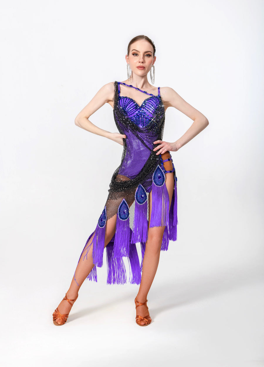 Crystal Peacock Latin  Dress Latin/Rhythm # L5597