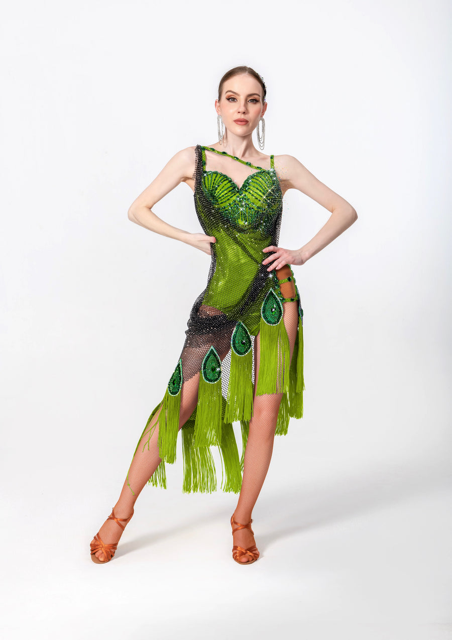 Crystal Peacock Latin  Dress Latin/Rhythm # L5597