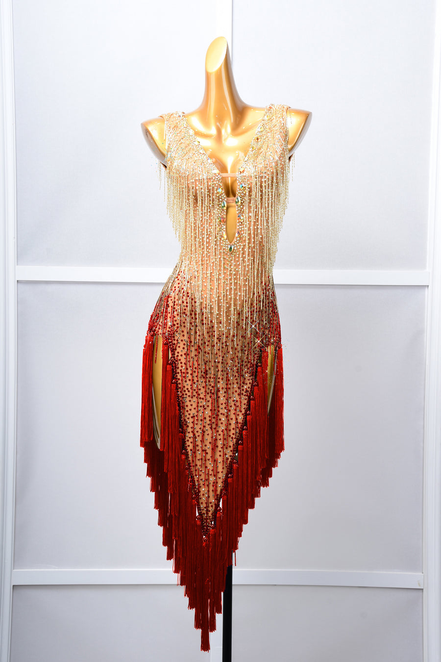 Crystalline Beaded Fringe Latin Dress Latin/Rhythm # L5058