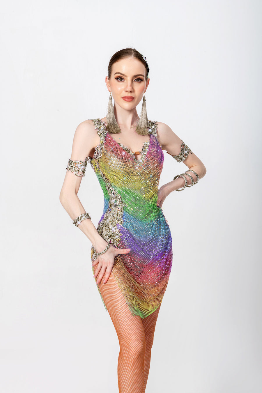 Shiny Crystal Net  Latin Dress Latin/Rhythm # L5856