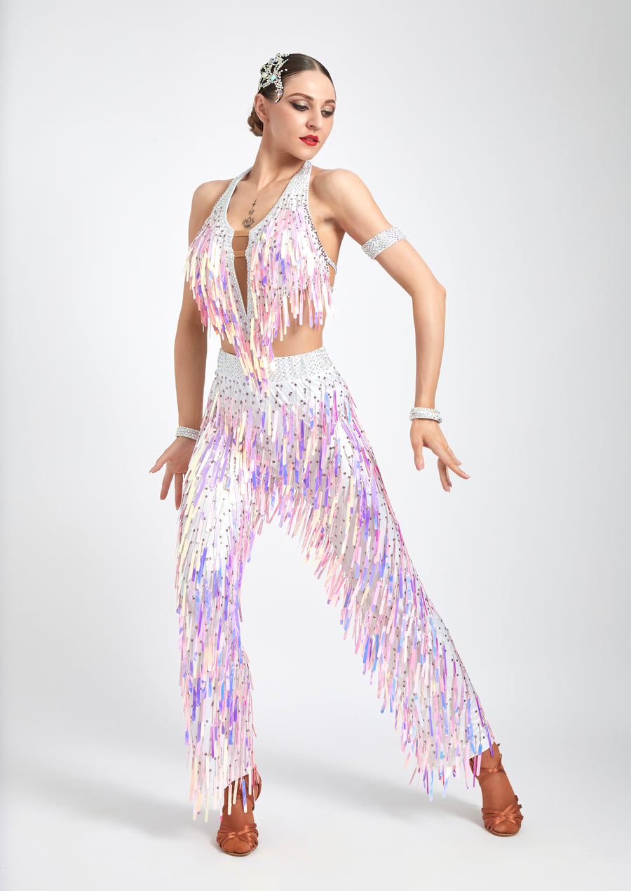 Acrylic Glitter Jumpsuit Latin Dress Latin/Rhythm # L5008