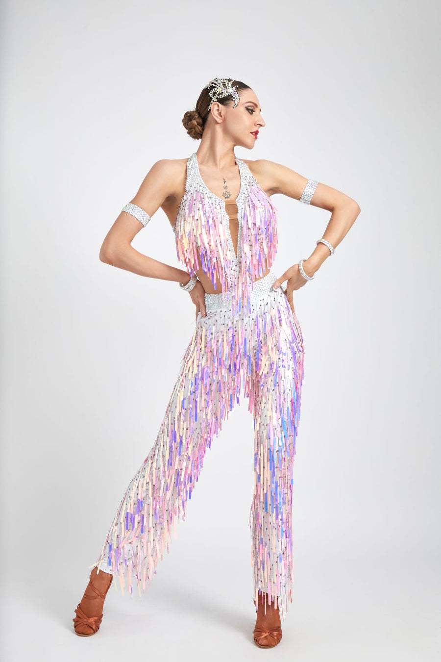 Acrylic Glitter Jumpsuit Latin Dress Latin/Rhythm # L5008