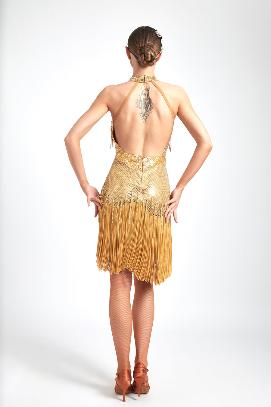 Chrisanne Shine Lycra Fringe Crystalline Latin Dress Latin/Rhythm # L5155