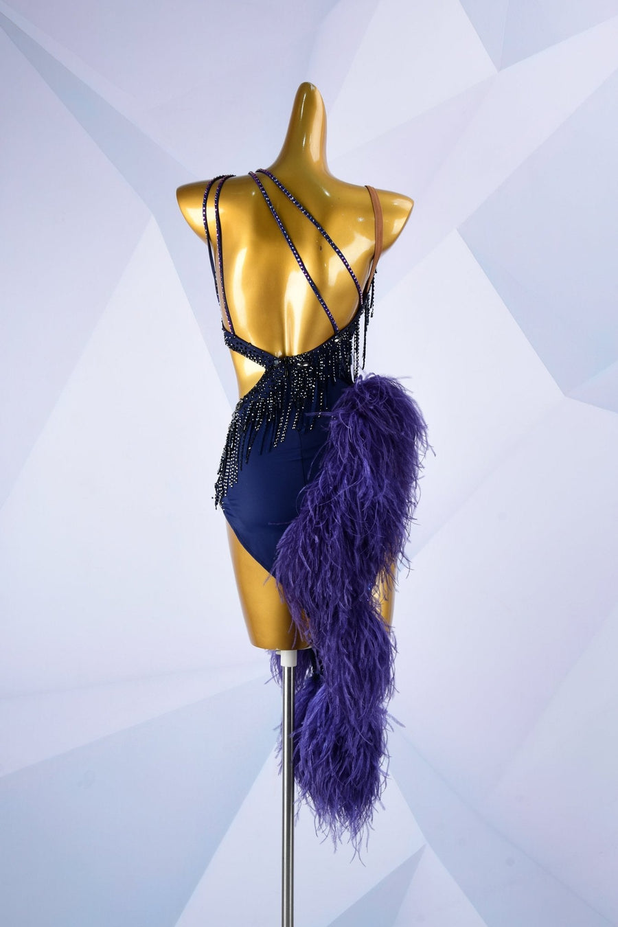 Beaded & Ostrich Feather Latin Dress Latin/Rhythm # L6001 - Unika Dancewear