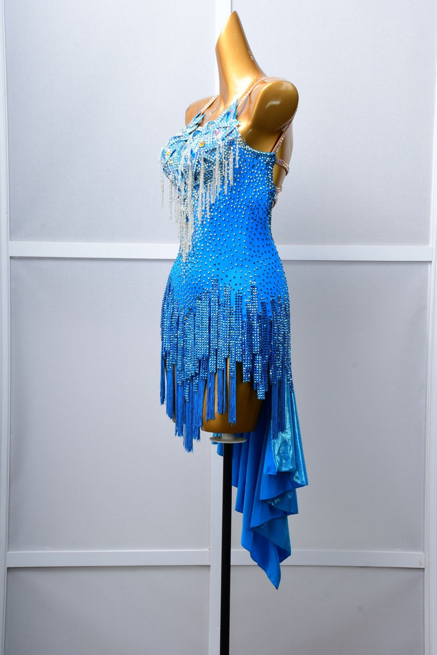 Chrisanne Lustre Lycra Crystalline Beaded Latin Dress Latin/Rhythm # L5057 - Unika Dancewear