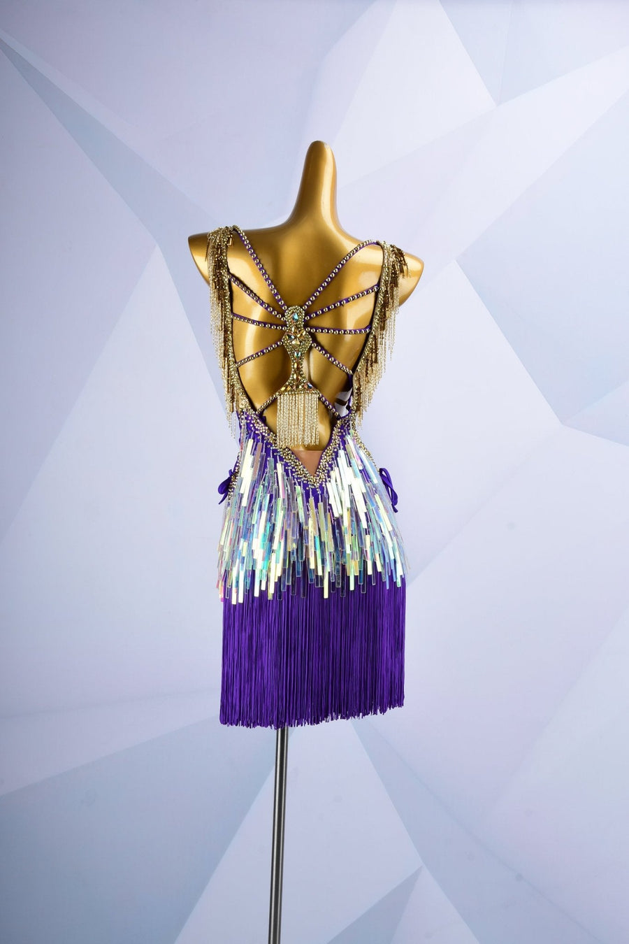 Colorful Beaded Paillette and Fringe Latin Dress Latin/Rhythm # L6003 - Unika Dancewear