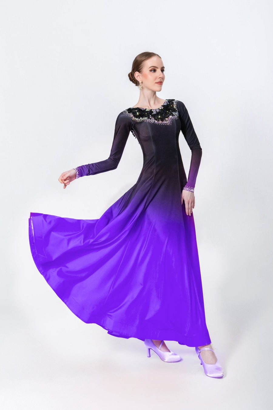 Contrast Color Crystallized Smooth Dress Standard/Smooth # M3712 - Unika Dancewear