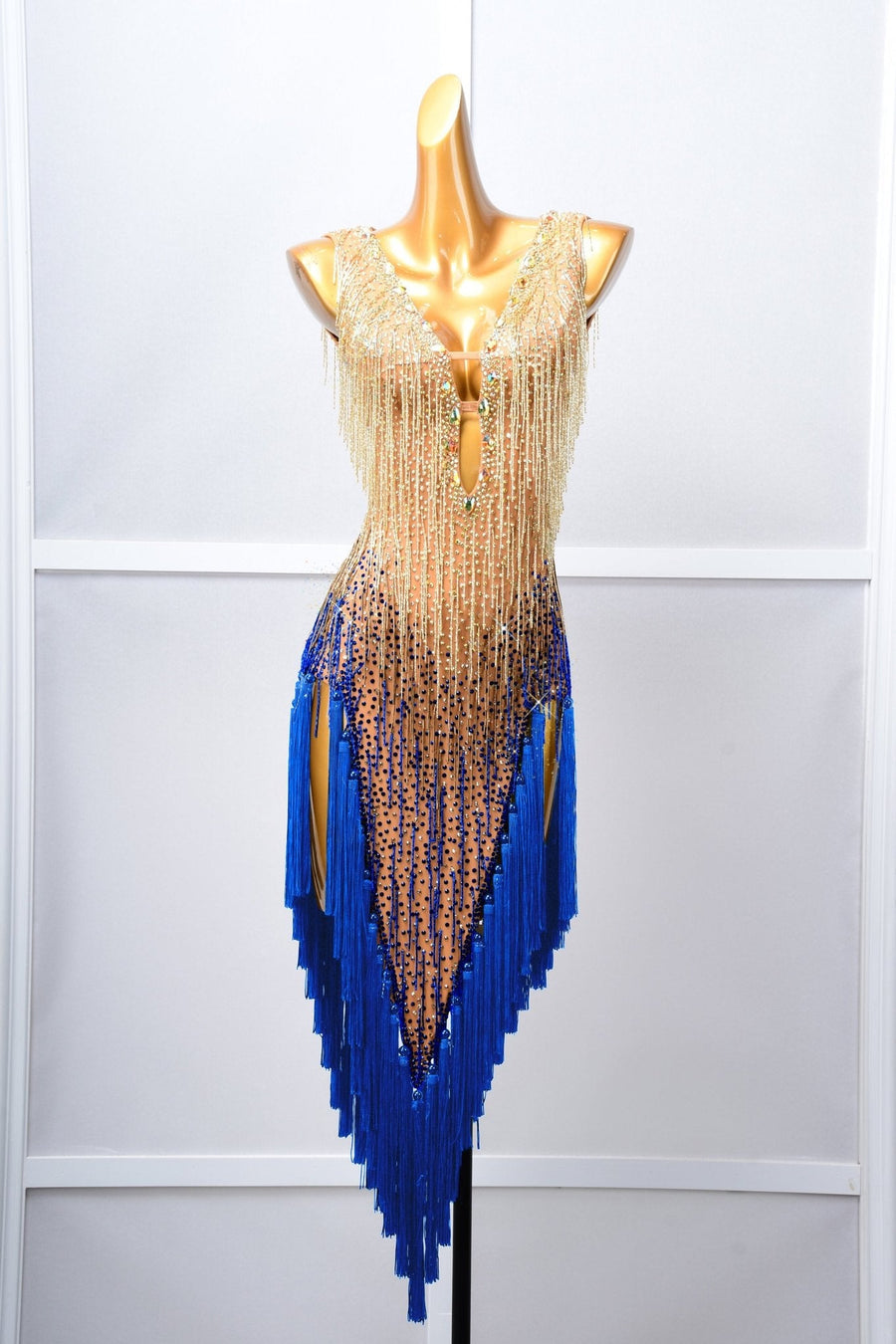 Crystalline Beaded Fringe Latin Dress Latin/Rhythm # L5058 - Unika Dancewear