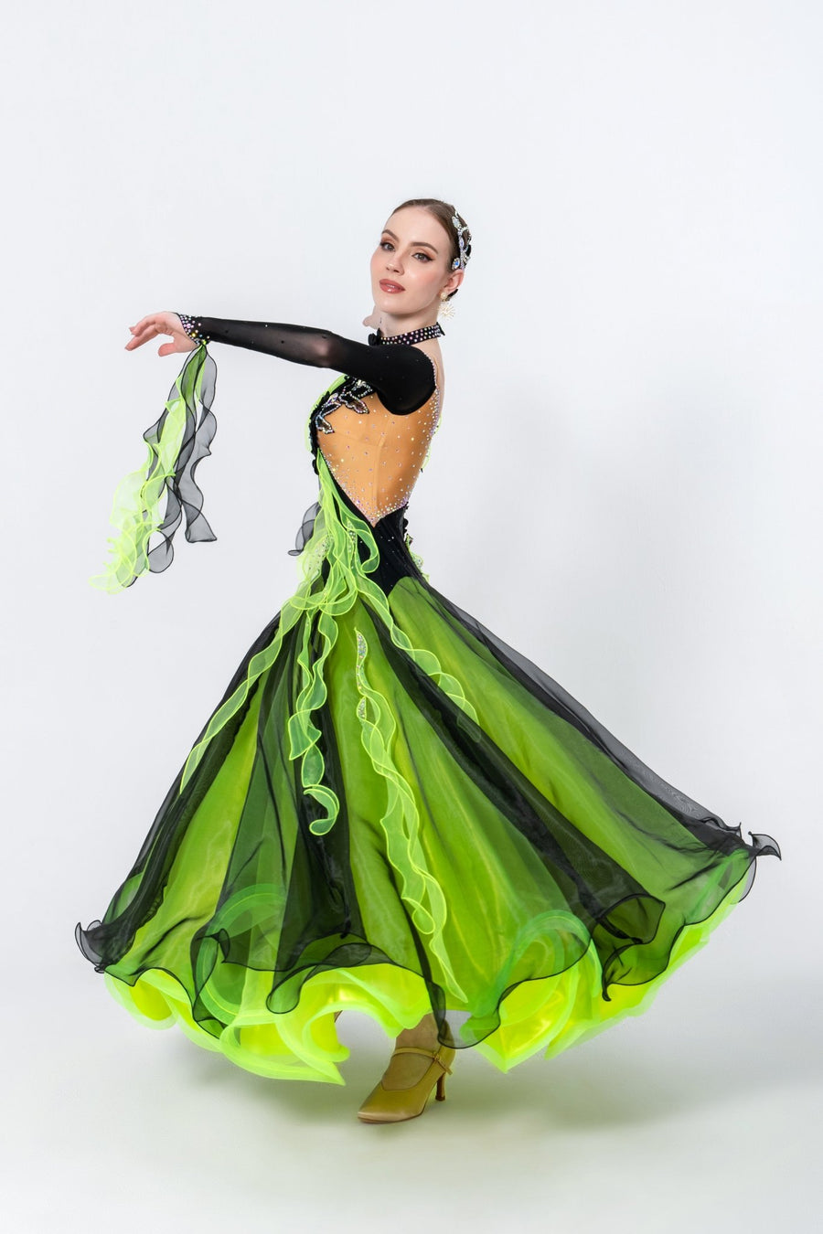 Crystalline Flower Crepes Ballroom Standard Dress Standard/Smooth # M4717 - Unika Dancewear