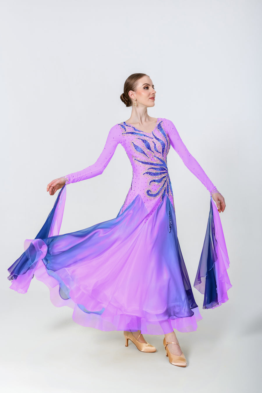 Color Contrast Crystalline Ballroom Dress Standard/Smooth # M4720