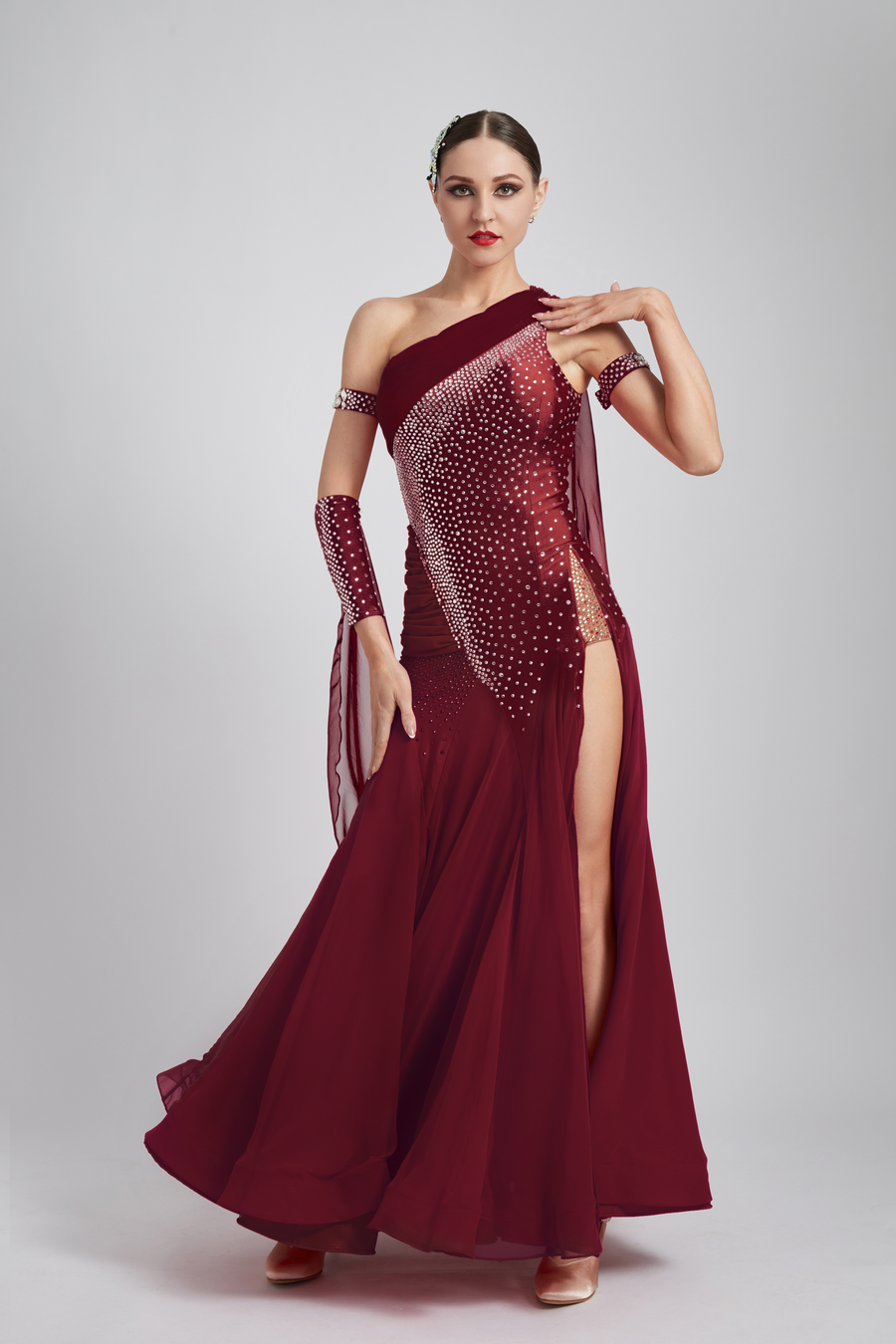 Glittering One Shoulder Smooth Dress Standard/Smooth # M-S3985