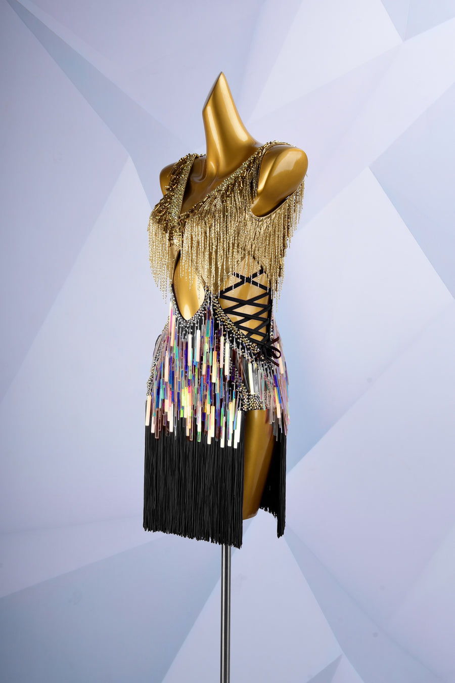 Colorful Beaded Paillette and Fringe Latin Dress  Latin/Rhythm  # L6003